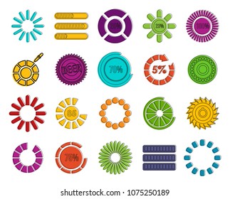 Loading icon set. Color outline set of loading vector icons for web design isolated on white background