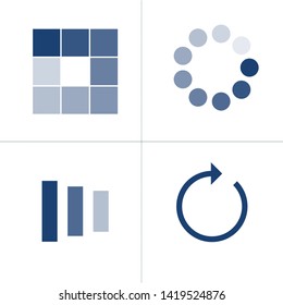 Loading icon set with different shapes square circle arrow. Buffer loader or preloader. Donload or Upload. Collection of simple web download. Vector illustration