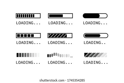 Loading icon set, isolated on white background