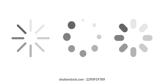 Loading icon set with monochrome color isolated on white background