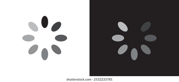 Loading icon set with monochrome color isolated on white background