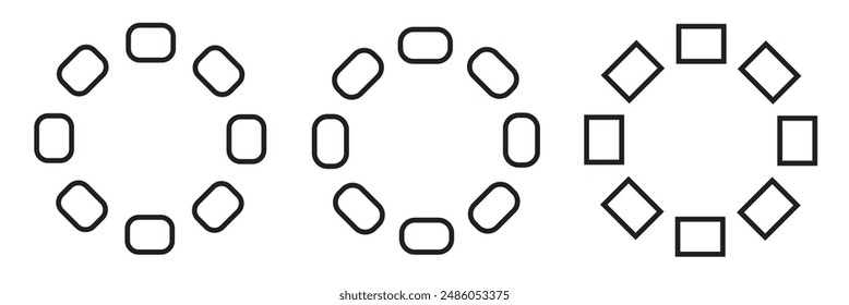 Loading icon set. Screen load progress wait circle vector symbol. Web buffer loader sign.