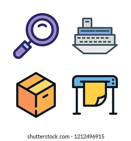 loading icon set. vector set about printing, loupe, warehouse and ship icons set.
