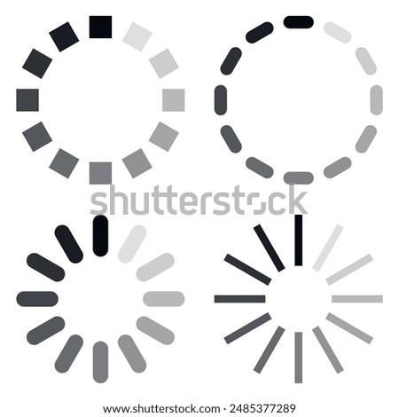 Loading icon set.Circle loader templates.Load indicator signs.Waiting symbols.Vector.