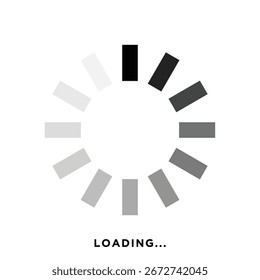 Carregando o vetor do ícone, projeto da roda de progresso do buffer, projeto do girador da barra de progresso, vetor do ícone da animação de carregamento preto e branco, carregando o projeto do girador para UI UX