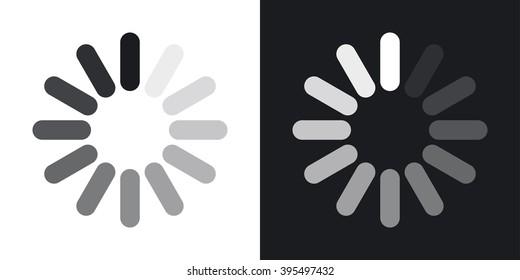 Loading icon, vector. Two-tone version on black and white background