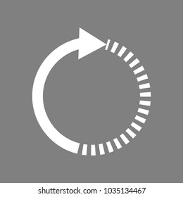 Loading icon. Vector. White icon on medium gray background. Isolated.