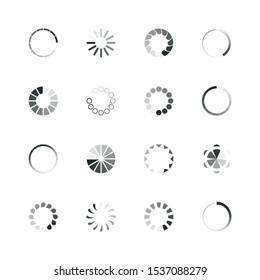 Loading icon. Web ui template loading buffering process progress bar circle rings percent internet vector icon collection