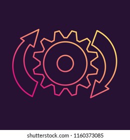 Loading icon.Refresh operation.Flat line art vector.Download sign.Isolated on a blue background.Symbol for a mobile application or website.