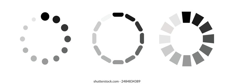 Loading Icons Collection, Load Process Icon Set - Different Vector Illustrations Isolated On white background.