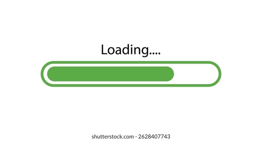 Loading Icons and Progress Bar Horizontal Load Indicators Vector. Load bar, buffer loader, download or upload bar icons. Horizontal Load Indicators. Loading status icon.