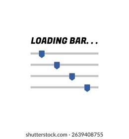 Loading Icons and Progress Bar.  Horizontal Load Indicators.
