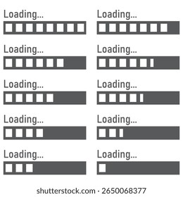 Loading Icons and Progress Bar Vector Set. Circular Spinners and Horizontal Load Indicators