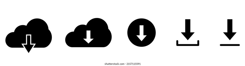 Loading icons set.  Download icons. Black vector download web sign. eps10