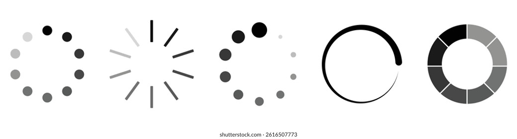Loading icons set. Loading icon set on white background, Isolated loading icon set, vector illustration. 
