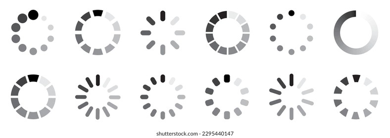 Loading icons set. Load. Load bar collection. loading icons on white background.