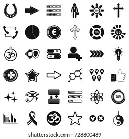 Loading icons set. Simple style of 36 loading vector icons for web isolated on white background