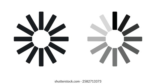 Loading icons set vectors black and colored style