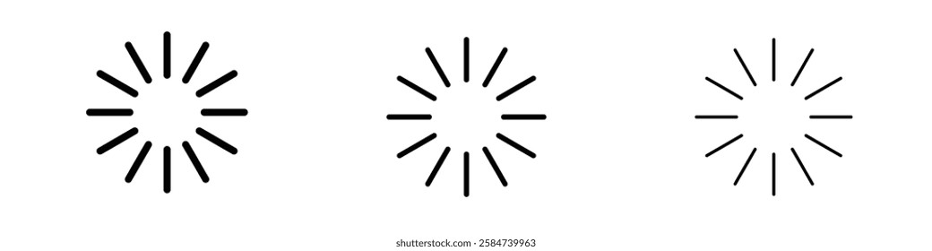 Loading icons in three different stroke lines