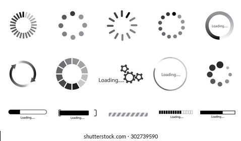 loading icons vector isolated illustrations