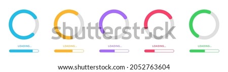 Loading icons vector set. Loading bar progress icon. Download progress. Collection Loading status. Vector illustration