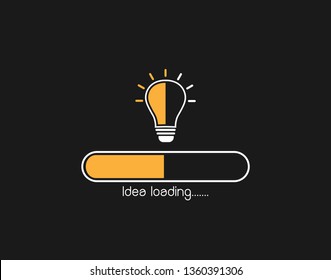 Loading ideas in the bar. Light bulb
 is like a successful business idea. Vector illustrations in flat design.