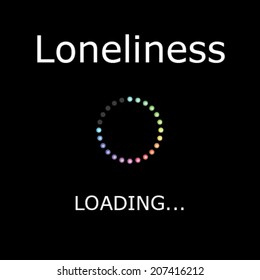 A LOADING Illustration with Black Background - Loneliness