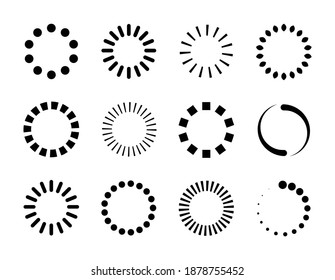 Cargando conjunto de iconos de indicador, descarga colección de símbolos. Ilustración del vector aislada en fondo blanco