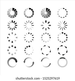 Loading indicator icon set Vector white background
