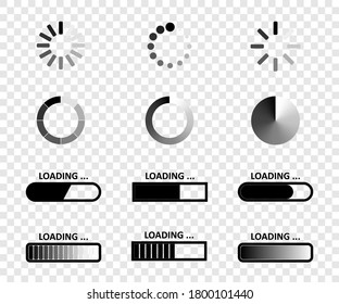 Loading. Load bar vector icons, isolated. Loading icons collection. Vector illustration