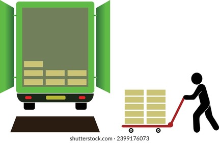 Cargando el material color del camión | mercancías de transporte |Carga de materiales de almacén | envío de carga