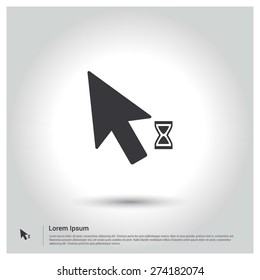 Loading Mouse Pointer Icon, Flat pictograph Icon design gray background. Vector illustration.