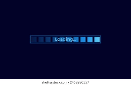 Loading neon background. Installing process on dark background. loading screen vector.