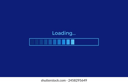 Loading neon background. Installing process on dark background. loading screen vector.