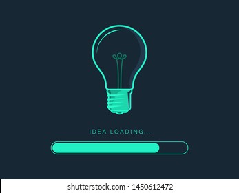 Loading new idea concepts with light bulb in toxic color. Futuristic progress loading bar.