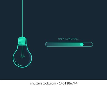 Loading new idea concepts with light bulb in toxic color. Futuristic progress loading bar.