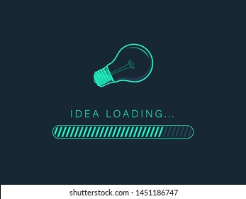 Loading new idea concepts with light bulb in toxic color. Futuristic progress loading bar.