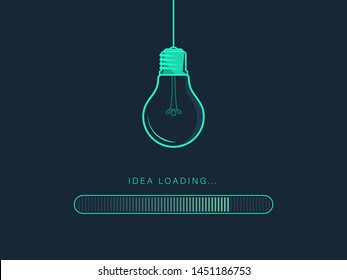 Loading new idea concepts with light bulb in toxic color. Futuristic progress loading bar.