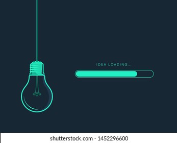 Loading new idea concepts with light bulb in toxic color. Futuristic progress loading bar.