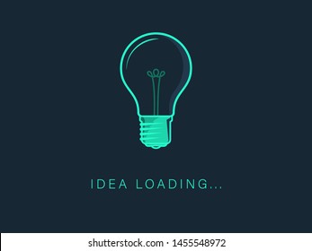 Loading new idea concepts with light bulb in toxic color. Futuristic progress loading bar.