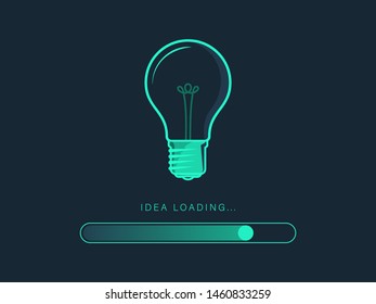 Loading new idea concepts with light bulb in toxic color. Futuristic progress loading bar.