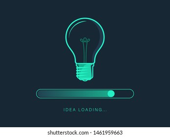 Loading new idea concepts with light bulb in toxic color. Futuristic progress loading bar.