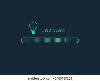 Loading new idea concepts with light bulb in toxic color. Futuristic progress loading bar.