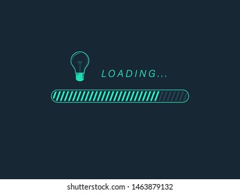 Loading new idea concepts with light bulb in toxic color. Futuristic progress loading bar.