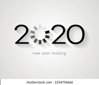 Loading New Year 2020 text design. Cover for 2020. Brochure design template, card, banner. Vector illustration. Isolated on white background.