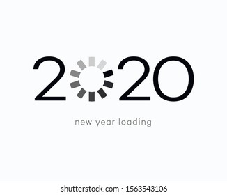 Loading New Year 2020 text design. Cover for 2020. Brochure design template, card, banner. Vector illustration. Isolated on white background.