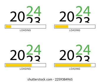 Loading new year 2024. 4 periods. Graphic design.