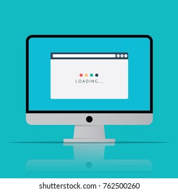 Loading Page Browser Icon Computer In Flat Style Vector Illustration