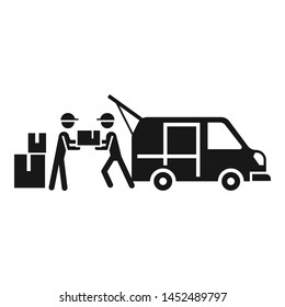 Loading parcel truck icon. Simple illustration of loading parcel truck vector icon for web design isolated on white background