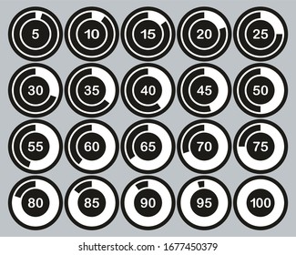 Loading Or Percentage Icons White On BlackSticker Set 01 Big